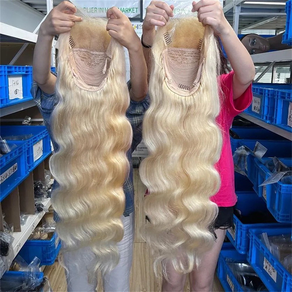 Cuticle Aligned HD Lace 613 Blonde Body Wave Virgin Brazilian Human Hair Full Lace Wig,613 virgin hair full lace wig 30 inches