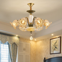 Lustre de salon rétro de style américain tout en cuivre, lampe haut de gamme de style européen pour salle à manger et chambre à coucher, villa duplex