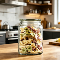 Lot de bocaux en verre ronds pour aliments, 350 ml, 500 ml, 800 ml, avec couvercle, pour épices, biscuits, sucre, farine, noix, rangement de cuisine et garde-manger