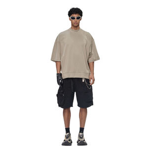 T-shirt unisexe oversize en coton épais 305G, col ras du cou ou col montant, épaules tombantes, logo personnalisé, streetwear, tee-shirt de course - Product Image 3