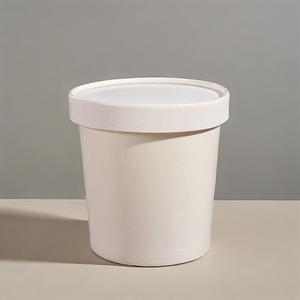 Conteneur jetable pas cher, écologique, biodégradable, seau à emporter, bol à soupe en papier kraft avec couvercle - Product Image 3