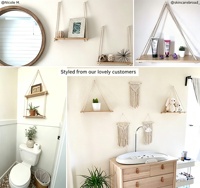 Étagères murales rustiques bohèmes en bois et corde de jute, à un seul niveau, multifonctionnelles, avec quincaillerie incluse, pour plantes, chambre, salle de bain, cuisine, décoration intérieure