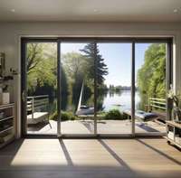 Ventanas Modernas de Vidrio Templado, Tamaño Personalizado, para Villa, Fijas, Insonorizadas, con Rotura de Puente Térmico, Rejilla de Acero Inoxidable, para Baño