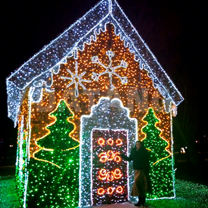 Large Christmas House Shaped LED Light Installation for Commercial Mall Event Decoration Holiday Display Project - Product Image 1