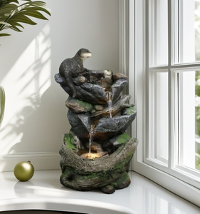 Fontaine d'eau de rocaille en pierre de <span class=keywords><strong>montagne</strong></span> naturelle, ornement en résine pour jardin, cour et décoration murale avec un flux d'eau apaisant - Product Image 5