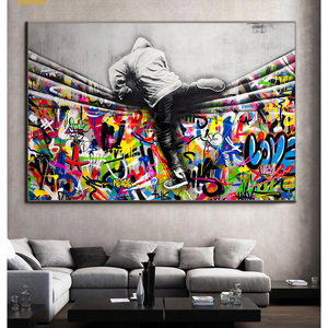 Affiches et impressions d'art mural Graffiti <span class=keywords><strong>de</strong></span> rue derrière le rideau pour la décoration du salon, tableaux d'art - Product Image 6