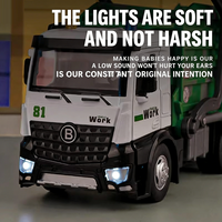 Camion poubelle KSF en métal à friction avec lumières et sons, chargeur frontal, bac à déchets, 4 bacs à ordures, cartes de déchets