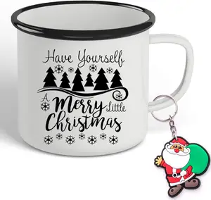 Noel emaye üreticisi baskılı toplu özel emaye kamp kahve kupa emaye bardak