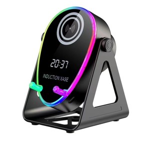 Wireless Charging <b>Speaker</b> With Clock And Magnetic Connection For Desktop Home Use 15W Stereo Sound 180 Degree Rotation - Product Image 5
