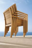 Meubles en teck MORE DESIGN, dossier en osier avec coussins imperméables, chaise de jardin en bois pour terrasse, salle à manger en plein air