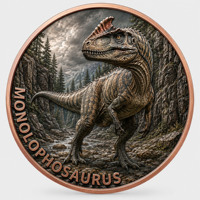 Pièce de monnaie en cuivre pur 999 de 5 oz, série dinosaures en relief, styles variés, couleurs, haute définition, édition collector 3D UV