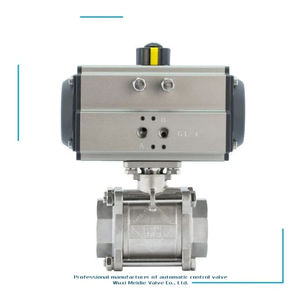 บอลวาล์วนิวเมติกสามทางสแตนเลส 304 รุ่น Q611F แบบเกลียว สำหรับควบคุมแก๊ส พอร์ต DN8 พร้อมข้อต่อแบบ Sanitary Quick Fitting - Product Image 2