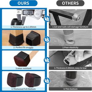 Protections de pieds de meubles en silicone pour chaises de bureau et tables, avec revêtement en feutre - Product Image 3