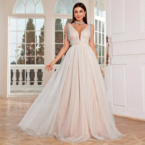 Nouvelle robe de bal longue en mousseline de soie à double épaule et col en V profond, ornée de paillettes et de dentelle fantôme, pour femme, idéale pour les anniversaires et les cérémonies de majoration. - Product Image 1