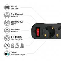 Adaptateur de prise électrique ZHNL ZLEU3R 3 prises EU 16A 250V 3680W, prise française, allemande, Schuko, CE ROHS IP20