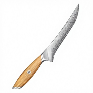 Nouveau design, couteau à filet de 7 pouces en acier carbone, acier Damas japonais, manche en bois d'olivier, professionnel, personnalisé, écologique, pour la cuisine - Product Image 1