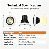 Lentille réflectrice LED COB ronde OEM, 60 degrés, PC de qualité optique pour éclairage encastré