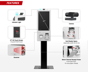 त्वरित सेवा रेस्तरां और फास्ट फूड के लिए KH-2730 ऑल-इन-वन टच स्क्रीन 27 इंच स्व-ऑर्डर कियोस्क - Product Image 2