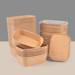 Envase Rectangular Desechable de Papel Kraft para Ensaladas, Comida para Llevar, con Tapa, Resistente al Aceite y al Agua, 500ml 650ml 750ml - Product Image 5