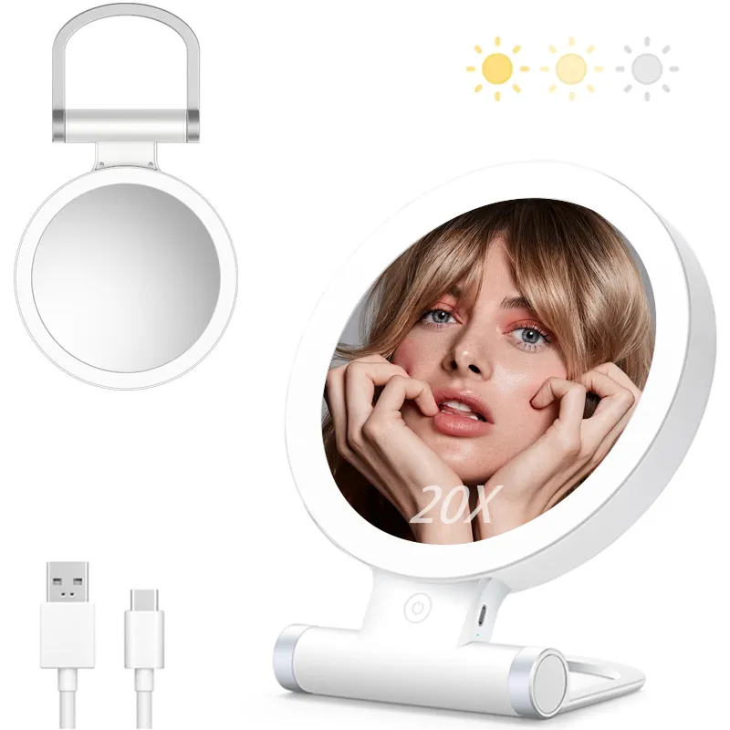 M21 Wholesale 10X Magnifying Makeup Mirror With Led Light