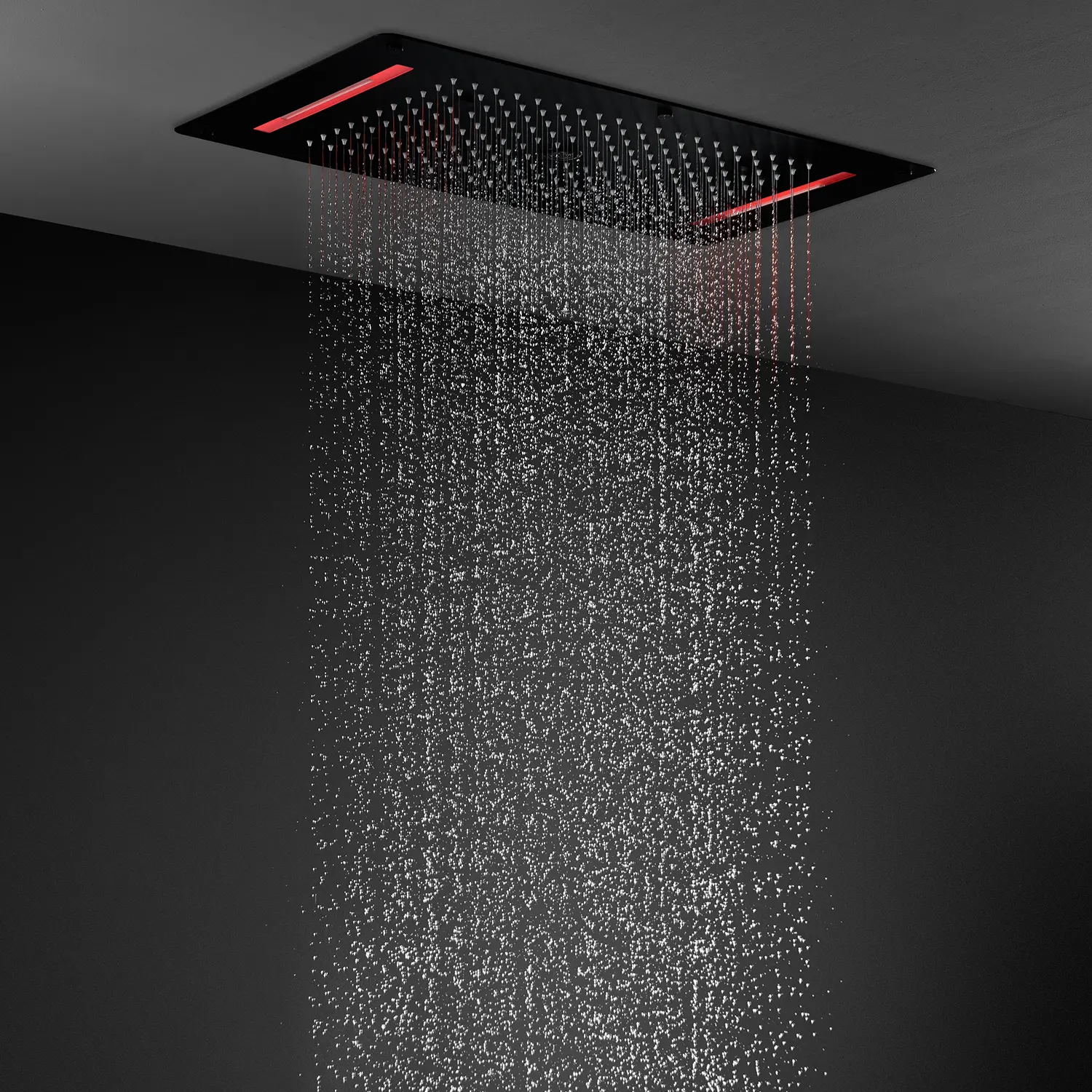 Soffitto di lusso 4 funzioni soffione doccia grande pioggia, nebbia, cascata, colonna doccia accessorio per il bagno