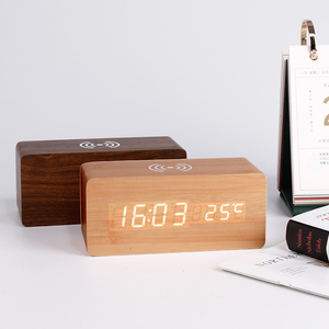 Nuevo Reloj Despertador Digital de Madera para Niños, Producto Más Vendido, Cargador Inalámbrico LED Qi para <span class=keywords><strong>Teléfono</strong></span> Móvil - Product Image 2