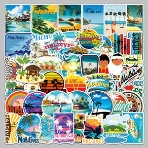 50個工場用ホット荷物ステッカー旅行お土産防水カスタマイズモルディブステッカー - Product Image 5
