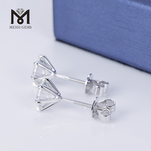 Listo para enviar MSE-519 Pendientes de diamantes de laboratorio con forma redonda en oro de 18K. - Product Image 4
