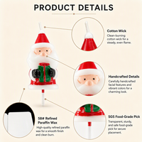 Bougie de Noël personnalisée OEM en forme de Père Noël, en cire de paraffine, pour décoration de gâteau et de fête de Noël