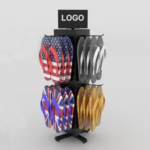 Tùy chỉnh Kim Loại Spinner truy cập hàng đầu Flip Flop kệ trưng bày 3 bên cửa hàng giày kệ trưng bày xoay Dép hiển thị đứng - Product Image 1