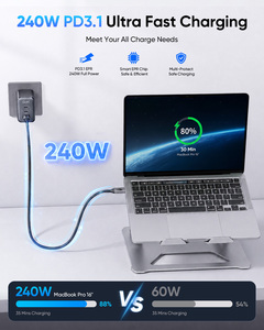 Sunguy สายชาร์จ5A 240W, สายไนลอนถ่ายโอนข้อมูล USB สำหรับโทรศัพท์มือถือแล็ปท็อปพาวเวอร์แบงค์ - Product Image 3