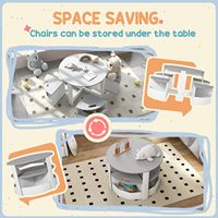 Meubles pour enfants, table à dessin sensorielle d'apprentissage, table et chaise en bois pour enfants, design rond emboîtable avec 4 tabourets de rangement