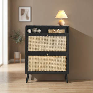 Modern Solid Wood Portable Free Standing <b>Shoe</b> <b>Storage</b> Cabinet 2 Flip Drawers Extendable Entryway Bench Apartment Living Room - Product Image 2
