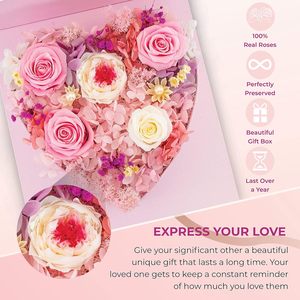 Caja de Regalo Rosa con Corazón Abierto y Flores Preservadas de GLAMOUR BOUTIQUE, Regalo Floral para el Día de San Valentín, Decoración Interior y Exterior - Product Image 5