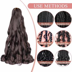 Cabello Sintético para Trenzas de 24 Pulgadas, Ondulado Suelto, Ondulado Corporal, Rizado Francés, Pre-estirado, 150g, Yaki Rizado, para Crochet, para Mujer - Product Image 3