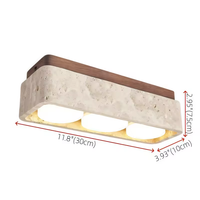 Plafonnier Wabi Sabi en pierre jaune, lampe de plafond médiévale en travertin, éclairage de plafond carré en bois pour chambre, couloir, escalier