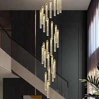 Lustre suspendu moderne, simple et luxueux, anti-éblouissement, à télécommande, réglable en hauteur, pour longues escaliers, à ampoules incandescentes