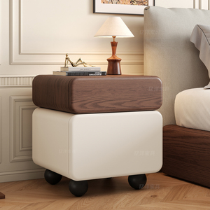 Solid Wood Nightstand With Safe Integrated Bedroom <b>Storage</b> Cabinet Multifunctional Design For Home Use - Product Image 3