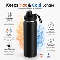 Bouteille d'eau isotherme 32 oz en acier inoxydable 304, double paroi sous vide, sans BPA, pour le sport, le camping et la randonnée, avec logo personnalisé