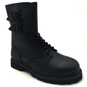 Bottes de travail montantes pour hommes en cuir pleine fleur, à lacets, avec embout et semelle anti-perforation en acier, anti-choc et anti-perforation - Product Image 1