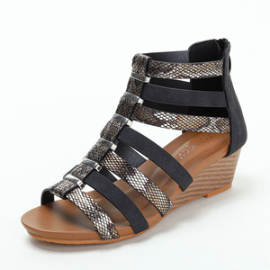 Xuanhui al por Mayor: <span class=keywords><strong>Sandalias</strong></span> de Cuña <span class=keywords><strong>Romanas</strong></span> de Gladiador Altas y Elegantes con Cremallera, Transpirables, para Verano – Nueva Llegada para Mujer - Product Image 1