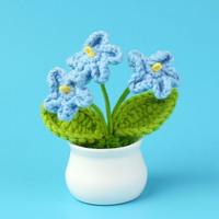 Decoración hecha a mano falsa simulación macetas plantas flores tejidas artificiales hilo de lana eterno Margarita girasol flor de punto