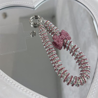 Sangle de téléphone en cristal scintillant de luxe avec nœud papillon, accessoire élégant pour porte-clés, bijoux pour iPhone, sangles de téléphone portable, cordon