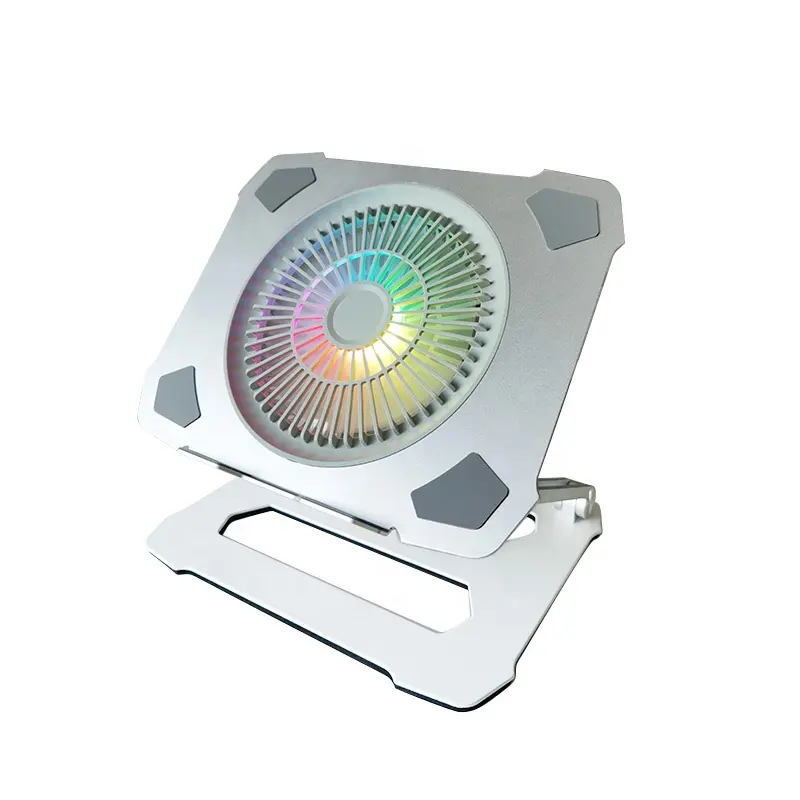 Soporte de enfriador de ordenador portátil plegable ergonómico de Metal ligero soporte de Notebook con ventilador de refrigeración RGB extraíble