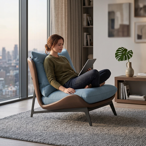 Fauteuil inclinable <span class=keywords><strong>Mousse</strong></span> - Design moderne, structure métallique, mobilier extensible <span class=keywords><strong>pour</strong></span> appartement, hôtel, salon et chambre - Product Image 5