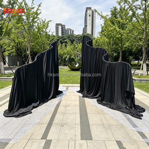 Support de toile de fond incurvé ondulé rose pour mariage, avec draperie, pour extérieur, personnalisé, pour cadre de fond de scène de mariage, pour un effet lisse - Product Image 5