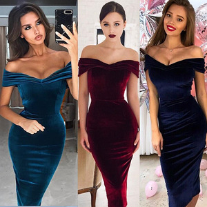 Vestidos <span class=keywords><strong>de</strong></span> <span class=keywords><strong>Fiesta</strong></span> <span class=keywords><strong>de</strong></span> terciopelo con hombros descubiertos para mujer, Vestidos <span class=keywords><strong>de</strong></span> Noche <span class=keywords><strong>de</strong></span> terciopelo ceñido para boda, novedad <span class=keywords><strong>de</strong></span> <span class=keywords><strong>2022</strong></span> - Product Image 2