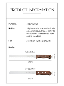 Couteau à pain à long manche en bois avec outils de fête à bord dentelé en acier inoxydable - Product Image 2