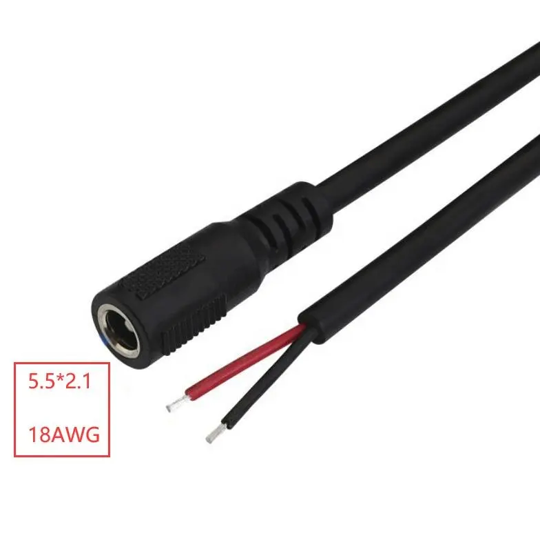 Conectores de corriente de 12V CC, Cable de alimentación macho y hembra de  5,5x2,1mm para cámara de seguridad CCTV, adaptador de corriente de 25CM de