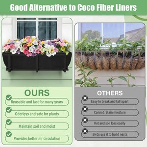 Forros de tela negra para cajas de ventana, forros de fieltro cuadrados para macetas, forros de repuesto de tela no tejida para cestas colgantes de flores y <span class=keywords><strong>plantas</strong></span>. - Product Image 4